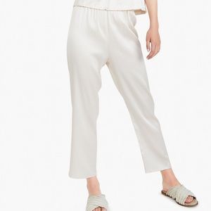 NWT The Great Eros stretch silk Odessa pants in champagne size Large